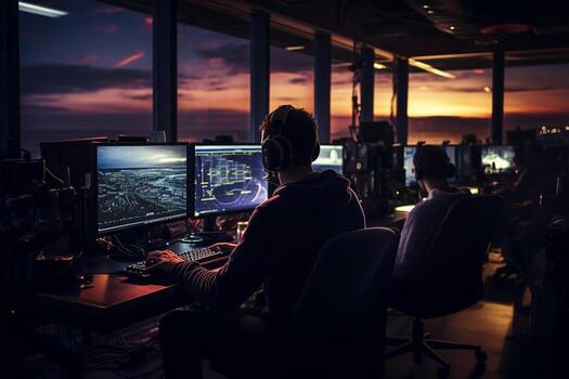 team of programer working with computer photo