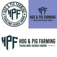 Monogram, Minimalist, And Letterhead Hog And Pig Farming Logo Design vector