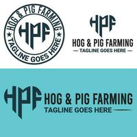 Monogram, Minimalist, And Letterhead Hog And Pig Farming Logo Design vector