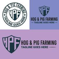 monograma, minimalista, y membrete cerdo y cerdo agricultura logo diseño vector