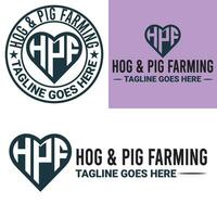 Monogram, Minimalist, And Letterhead Hog And Pig Farming Logo Design vector