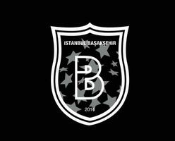 Estanbul basaksehir fk club logo símbolo blanco Turquía liga fútbol americano resumen diseño vector ilustración con negro antecedentes