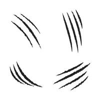 collection of scratch marks. wild animal claws, monster claws. vector illustration