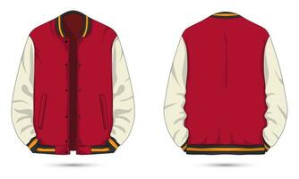 Two tone varsity jacket mockup front and back view vector