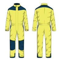 Coverall workwear mockup front and back view vector