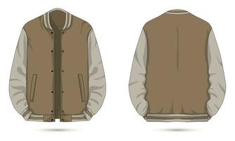 Casual varsity jacket template front and back view vector