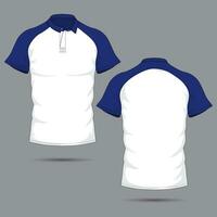 Raglan sleeve polo shirt template front and back view vector