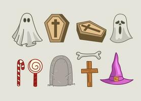 Set of Halloween Object Collection vector