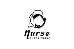 hermosa hembra médico enfermero llamada y charla símbolo icono logo vector