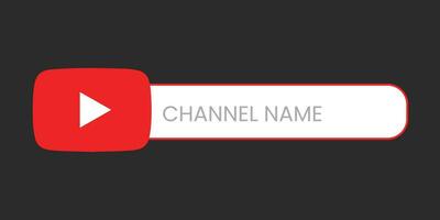 Youtube Channel Name Lower Third. Red Broadcast Banner for Video On Black Background. Vector Illustration