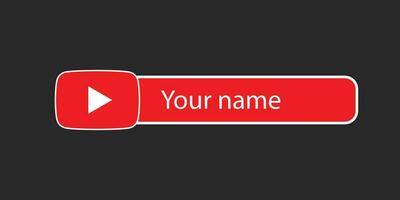 Youtube Channel Name Lower Third. Red Broadcast Banner for Video On Black Background. Vector Illustration