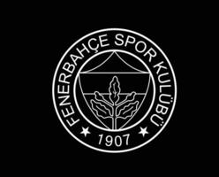 Fenerbahce Club Symbol Logo White Turkey League Football Abstract Design Vector Illustration With Black Background