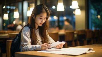 Girl doing math homework photo