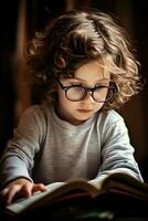Child reading a book photo