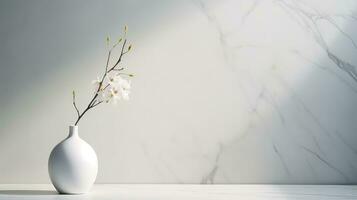 blanco mármol antecedentes pared en estudio, en el estilo de minimalista cerámica foto