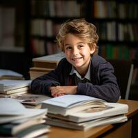 Child reading a book photo