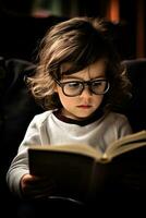 Child reading a book photo