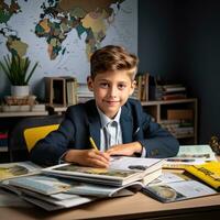 Child reading a book photo