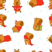 Seamless pattern with Cute capybara png