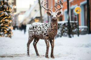 Reindeer themed decorations enhance Finnish Lapland towns with whimsical Christmas magic photo