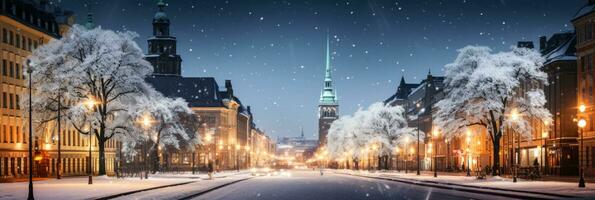 Scandinavian capitals shimmer with icy Christmas beauty under dusky skies photo