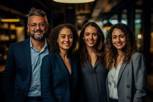 Smiling successful multiethnic business team posing for the camera photo