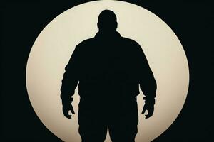 Symbolic silhouette icon portraying a heavyset plus size man photo