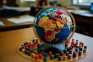 Macroeconomics meets international economics with an interactive globe and graph photo