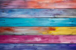 Old rustic abstract painted wooden wall table floor texture with rainbow LGBT painting colors seamless pattern photo