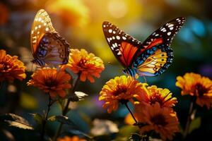 mariposas y flores un hermosa combinación de naturalezas maravillas foto