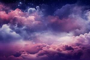 cautivador futurista antecedentes adornado con estrellas rosado nubes y galaxias foto