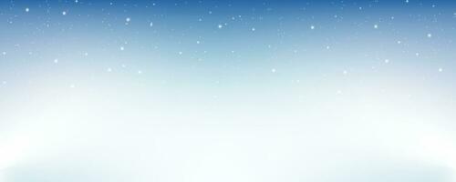 Pastel winter sky with snowflakes. Blue light color gradient. Fantasy soft blurred wallpaper. Vector Christmas landscape.