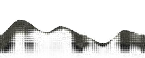 Dotted mountain abstract pattern. Vector halftone range. Black and white gradient illustration. Grunge toned landscape.