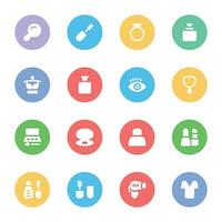 Collection of Fashion Products Flat Round Icons vector