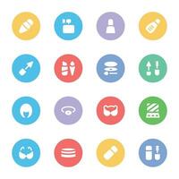 Collection of Makeup Accessories Flat Round Icons vector