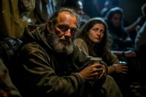 Distressed Israeli civilians in bomb shelters during rocket attacks photo