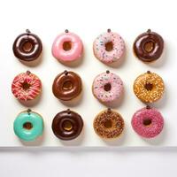 Donut wall. Donuts arranged on a wall for a fun display. isolated photo