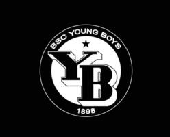 Young Boys Club Logo Symbol White Switzerland League Football Abstract Design Vector Illustration With Black Background