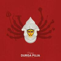 Goddess Durga ten hands in Happy Durga Puja Subh Navratri banner background vector