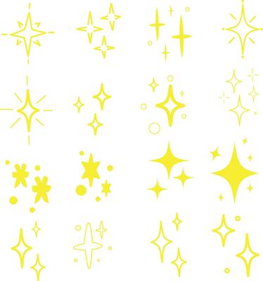 Yellow sparkles symbols . The set of original stars sparkle icon