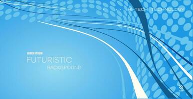 Elegant blue background with dynamic lines and halftones. vector