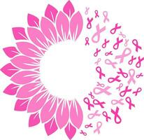 sunflower Support Squad Breast Cancer with ribbon design vector