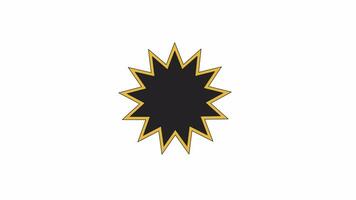 Black friday starburst sticker template line 2D object animation. Sales price tag empty flat color cartoon 4K video, alpha channel. Blank sunburst badge animated element on white background video