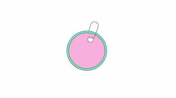 Circle label hang tag line 2D object animation. Blank discount sticker black friday flat color cartoon 4K video, alpha channel. Rounded clothing hangtag empty animated element on white background video
