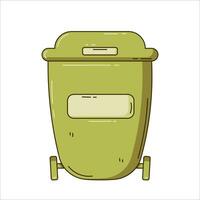 Cute recycle trash bin. Garbage can. Waste management and environmental protection concept. Cartoon hand drawn style. vector