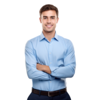 Handsome business man in blue shirt isolated png