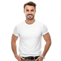 Handsome business man in white t-shirt isolated png