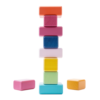 A stack of three plastic colored cubes isolated Vector Image