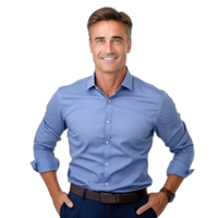 Handsome business man in blue shirt isolated png