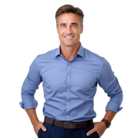 hermoso negocio hombre en azul camisa aislado png